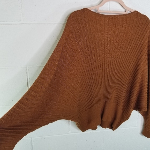Anthropologie Karla boat neck burnt orange rust ribbed dolman sleeve sweater - Picture 8 of 10